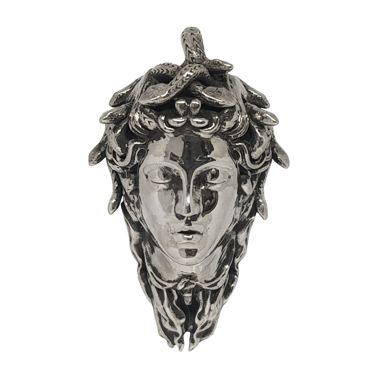 純銀吊墜，男士吊墜 美杜莎Medusa；義大利佛羅倫斯 / 傭兵涼廊 不含鍊子（0346）