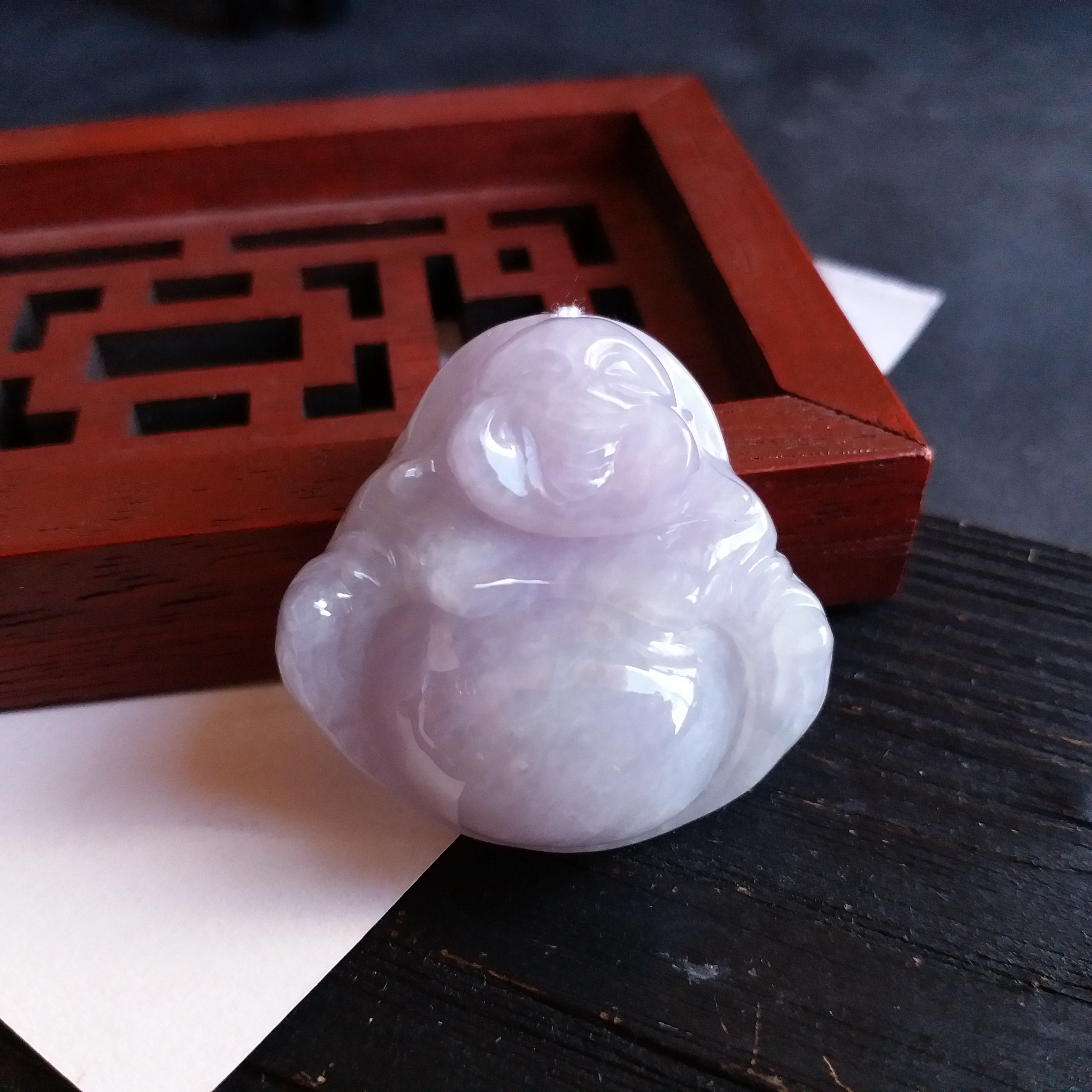 冰紫羅蘭笑佛, 天然翡翠A玉, 緬甸玉, Jade, Jadeite