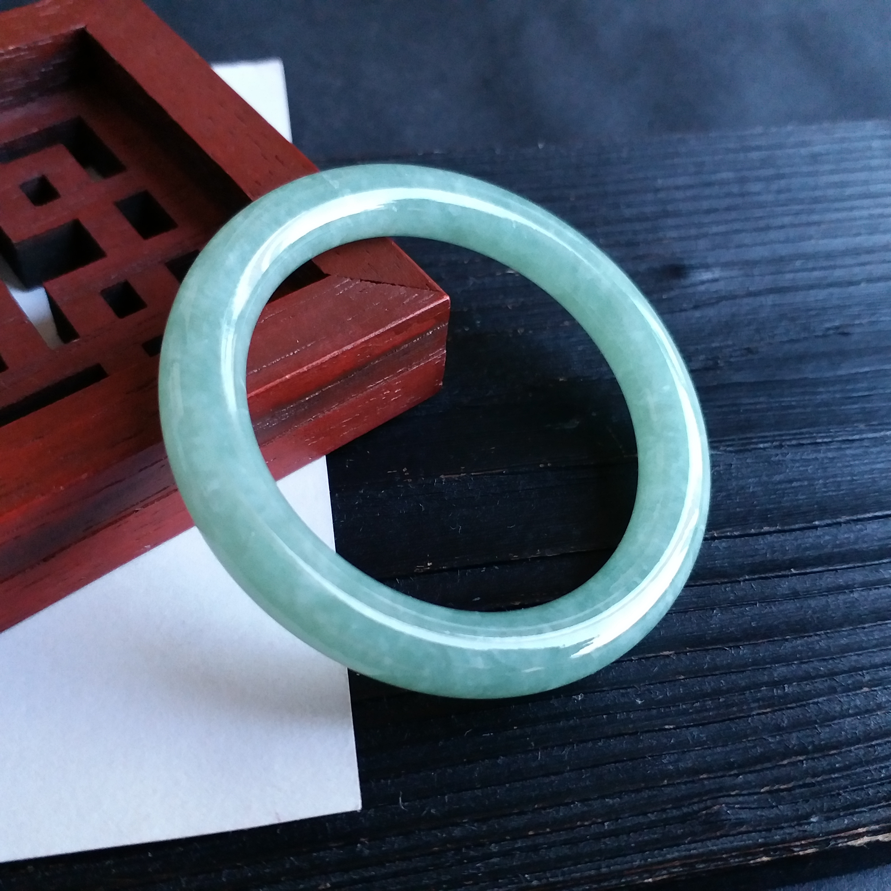 冰糯豆綠BB玉鐲 39mm, 天然翡翠A玉, 緬甸玉, Jade, Jadeite