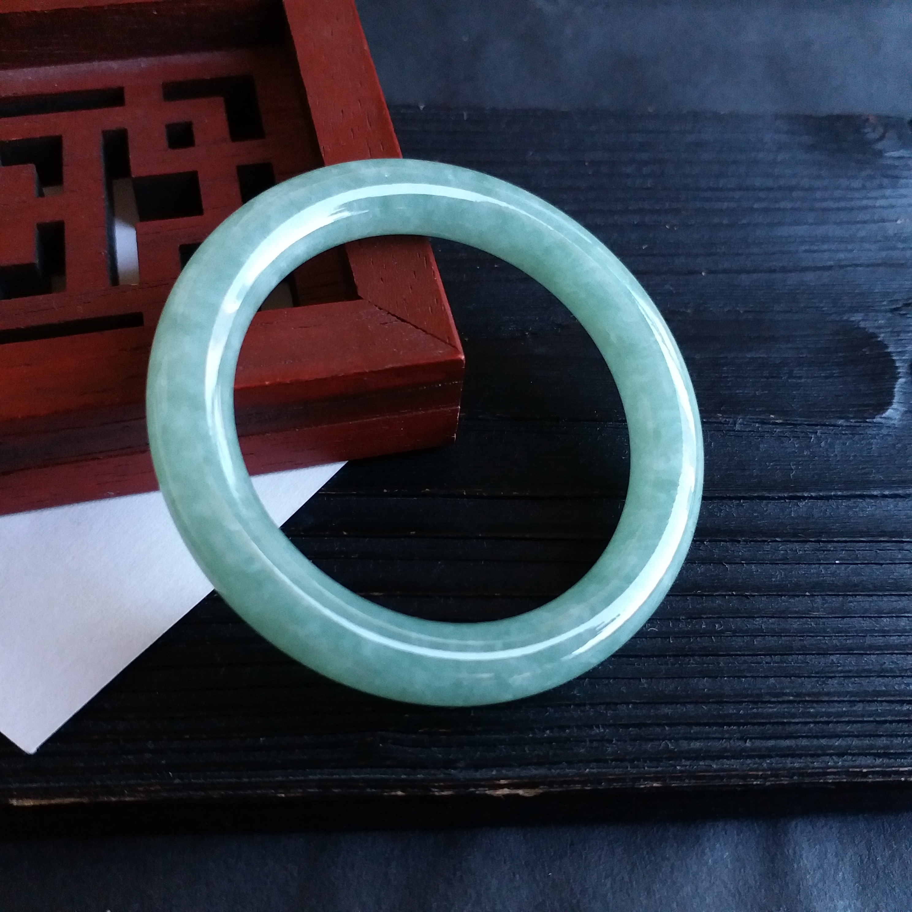 J1633-3 冰糯豆綠BB玉鐲 39mm