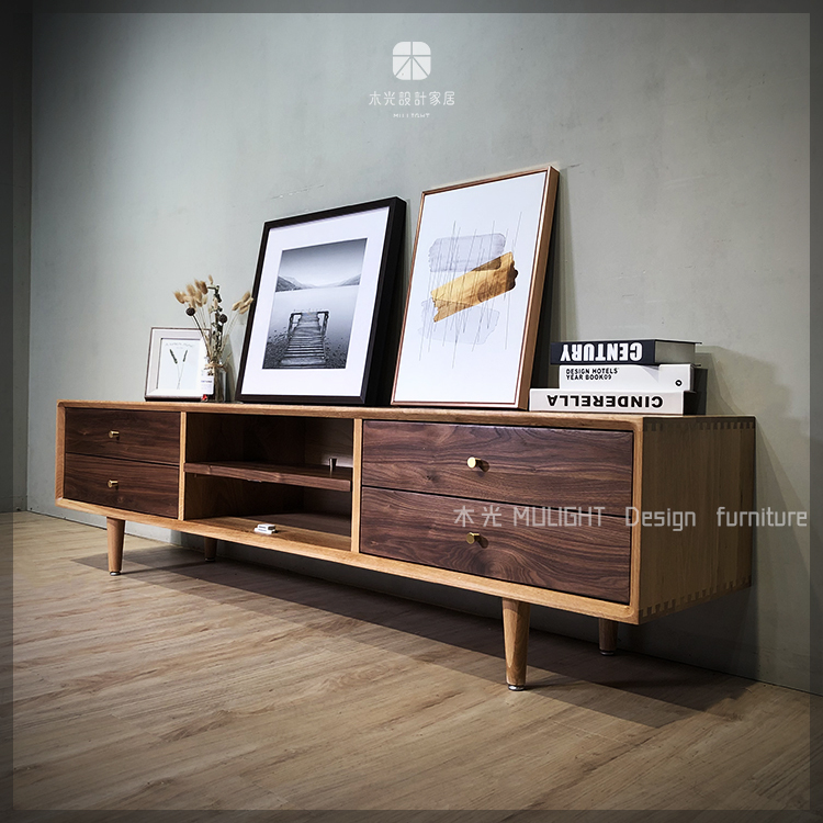 絕美雙色全實木收納電視櫃|可訂製