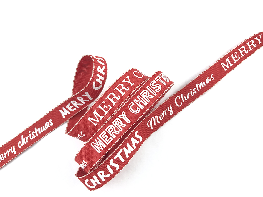 縫邊聖誕與星星/混紡棉麻/15mm