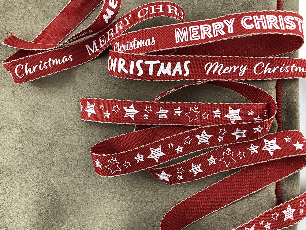縫邊聖誕與星星/混紡棉麻/15mm