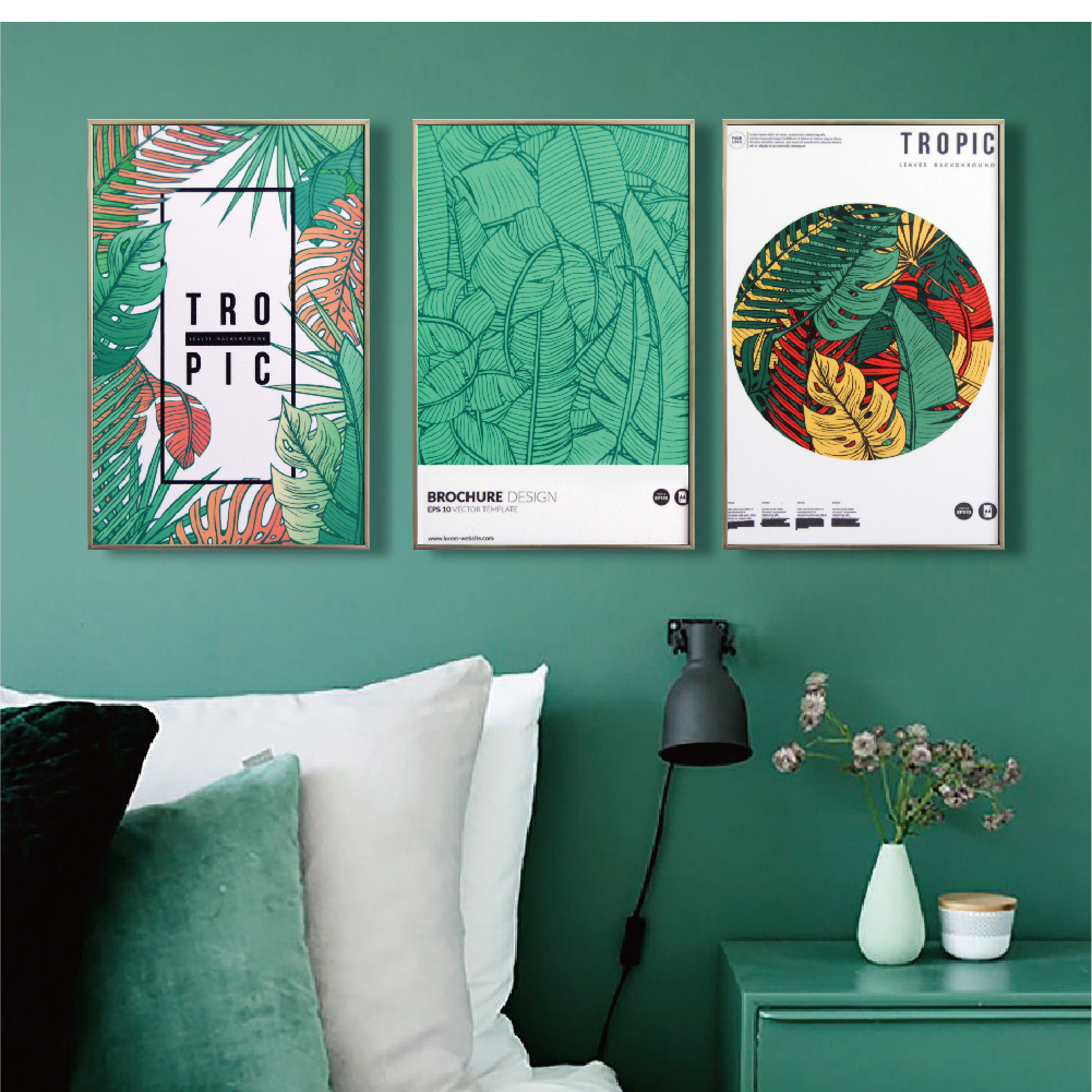 49折 - 北歐生活版畫有框畫19x29-百樂叢林WA136/三幅一組