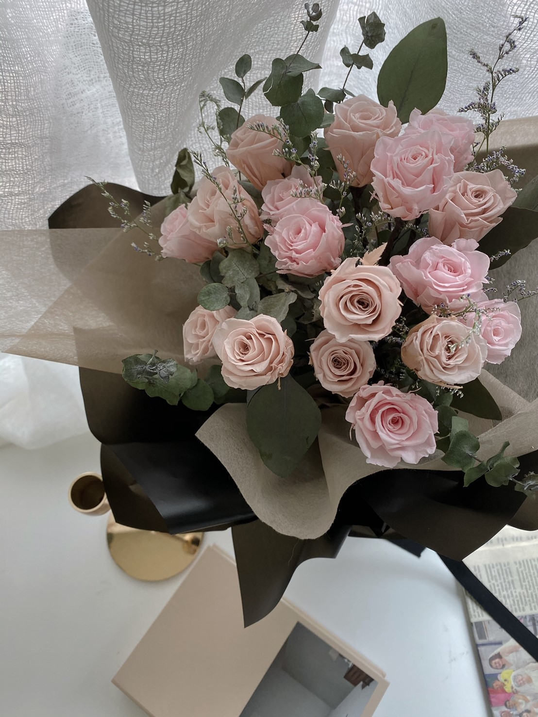 永生玫瑰花束-粉色