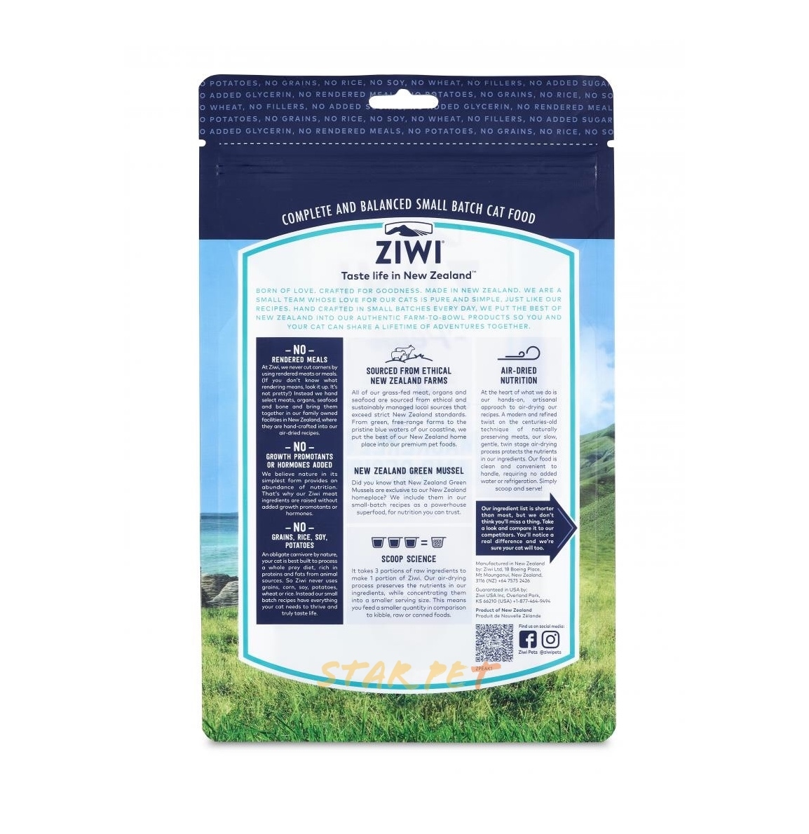 ZiwiPeak Air Dried Cat Food MACKEREL& LAMB 1kg