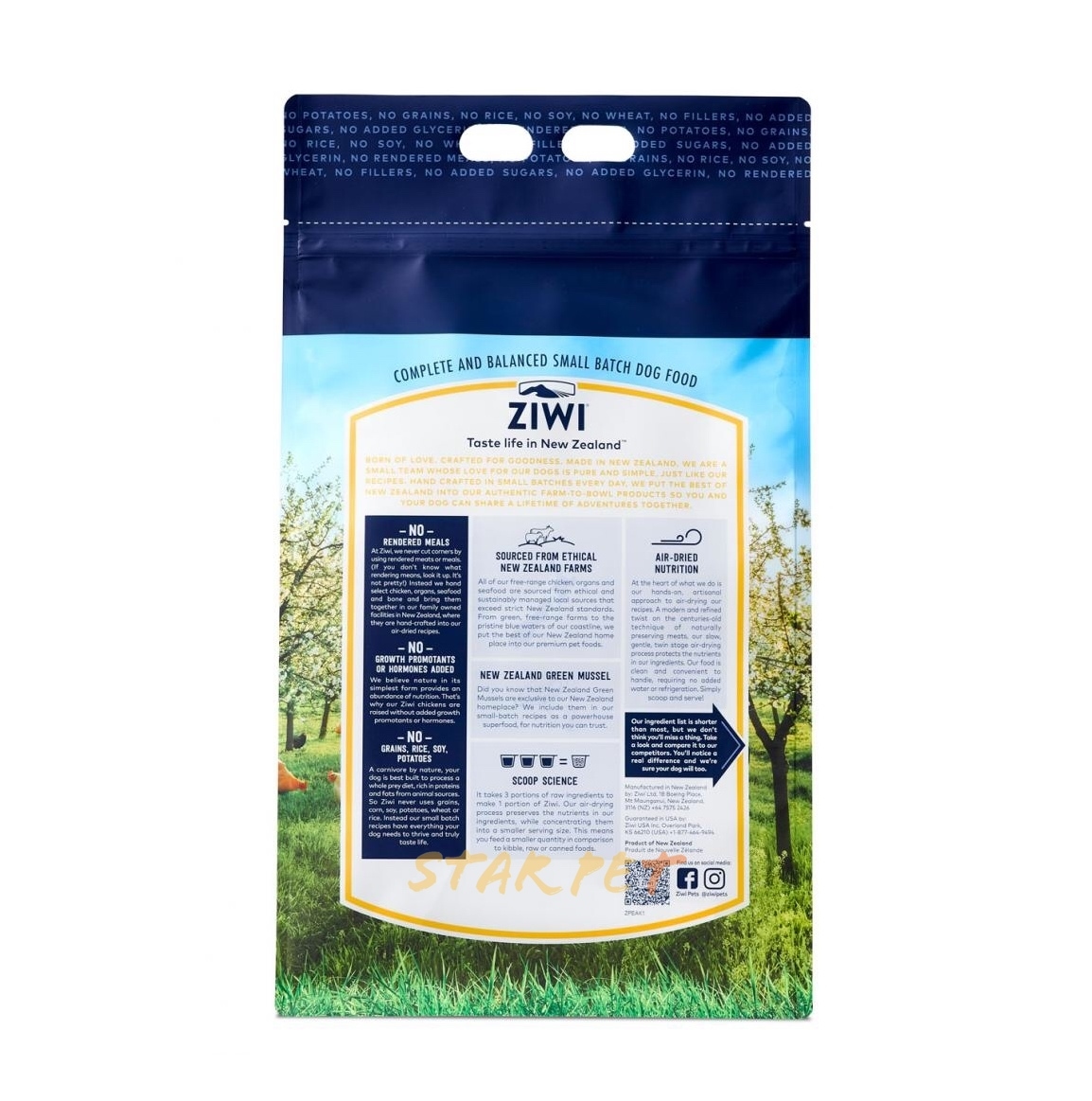 Ziwi Peak Air Dried Dog Food FREE RANGE CHICKEN (1kg,2.5kg,4kg)