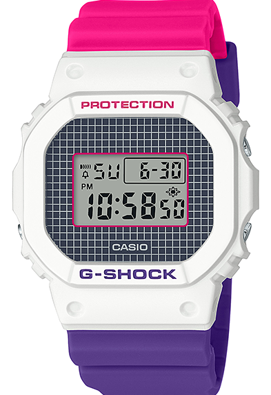 萬年鐘錶 - G-SHOCK  白紅紫配色 防震電子錶  DW-5600THB-7