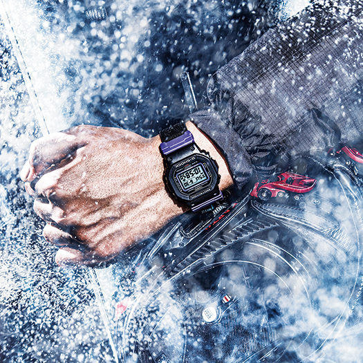 萬年鐘錶 - G-SHOCK  騎士 黑紫配色  套組  防震電子錶  DW-5600THS-1