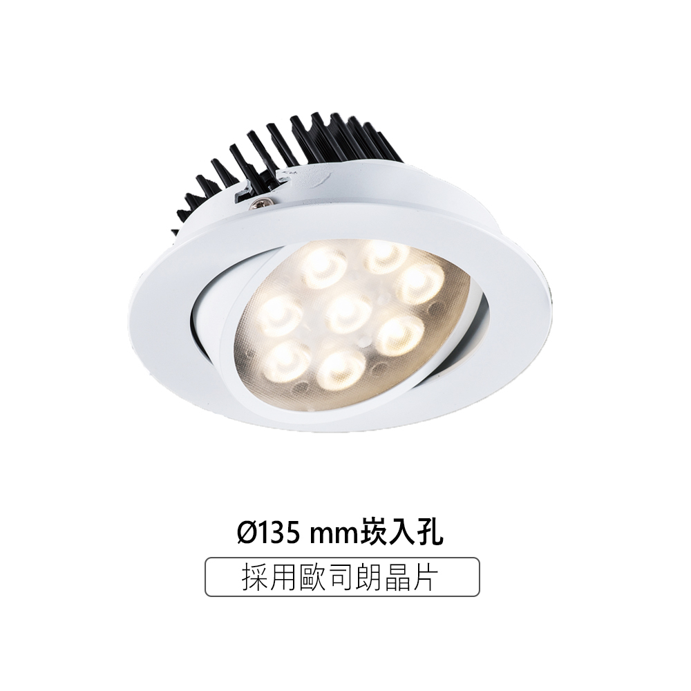 保固一年【採用德國大廠歐司朗晶片】LED崁燈 12W 泛光型崁燈 13.5公分 崁入孔