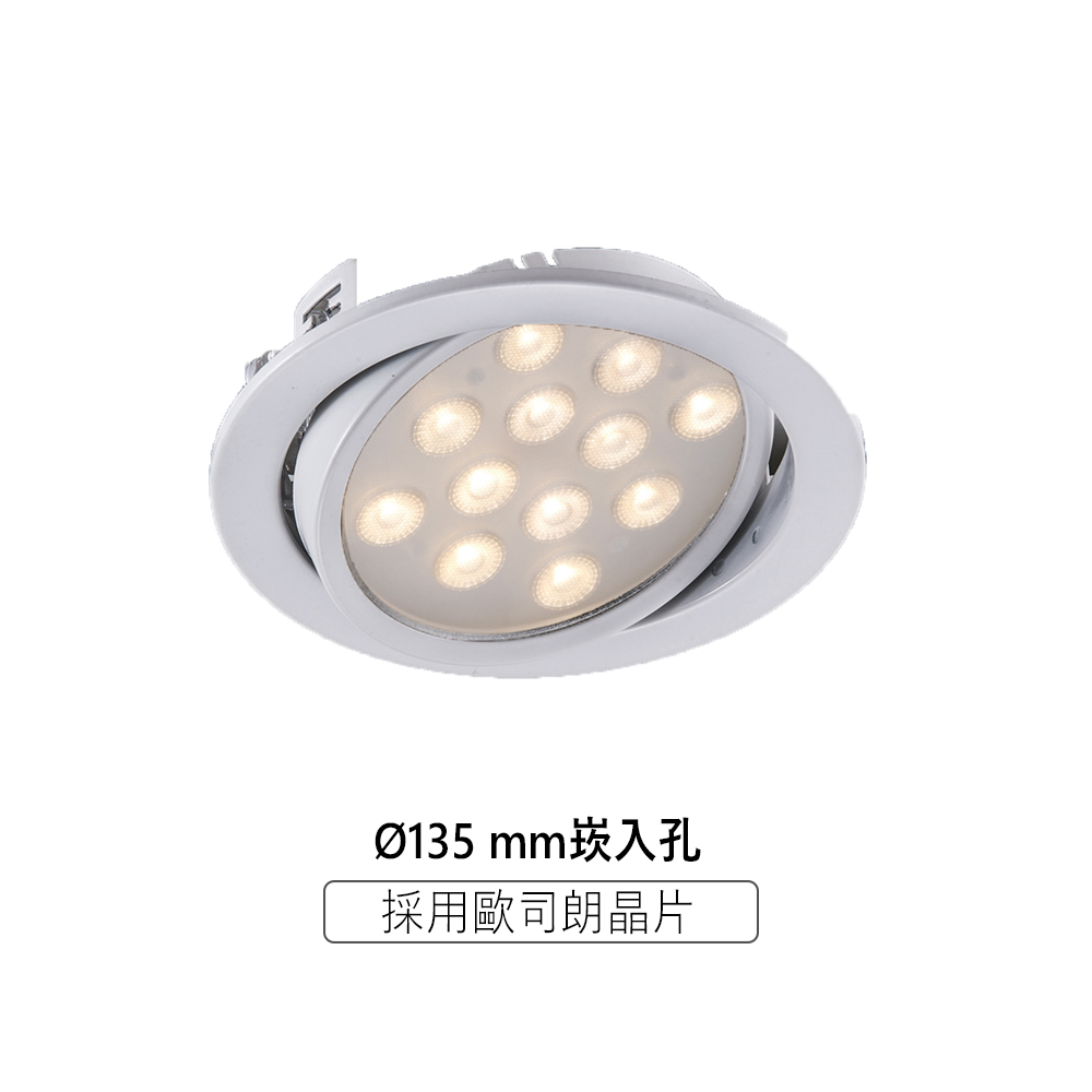 保固一年【採用德國大廠歐司朗晶片】LED崁燈 15W 泛光型崁燈 13.5公分 崁入孔