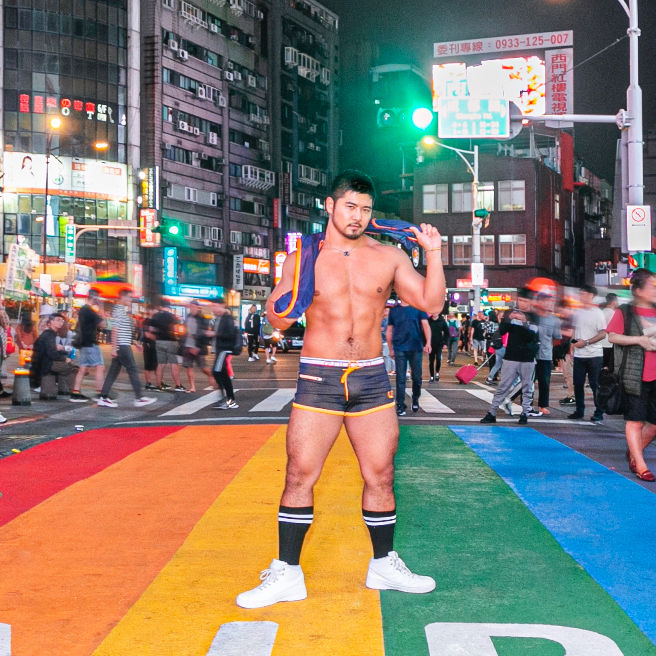 Double UP 二合一超短運動褲 芥末黄/海軍藍