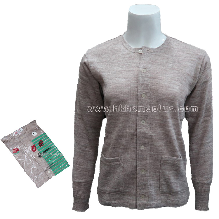 百艷牌: 女裝混毛圓領長袖開襟毛衣 (S-XL碼)