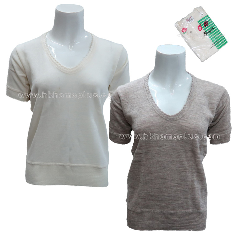 百艷牌: 女裝混毛V領短袖衫 (S-XL碼)