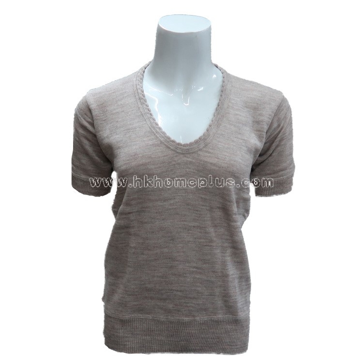 百艷牌: 女裝混毛V領短袖衫 (S-XL碼)