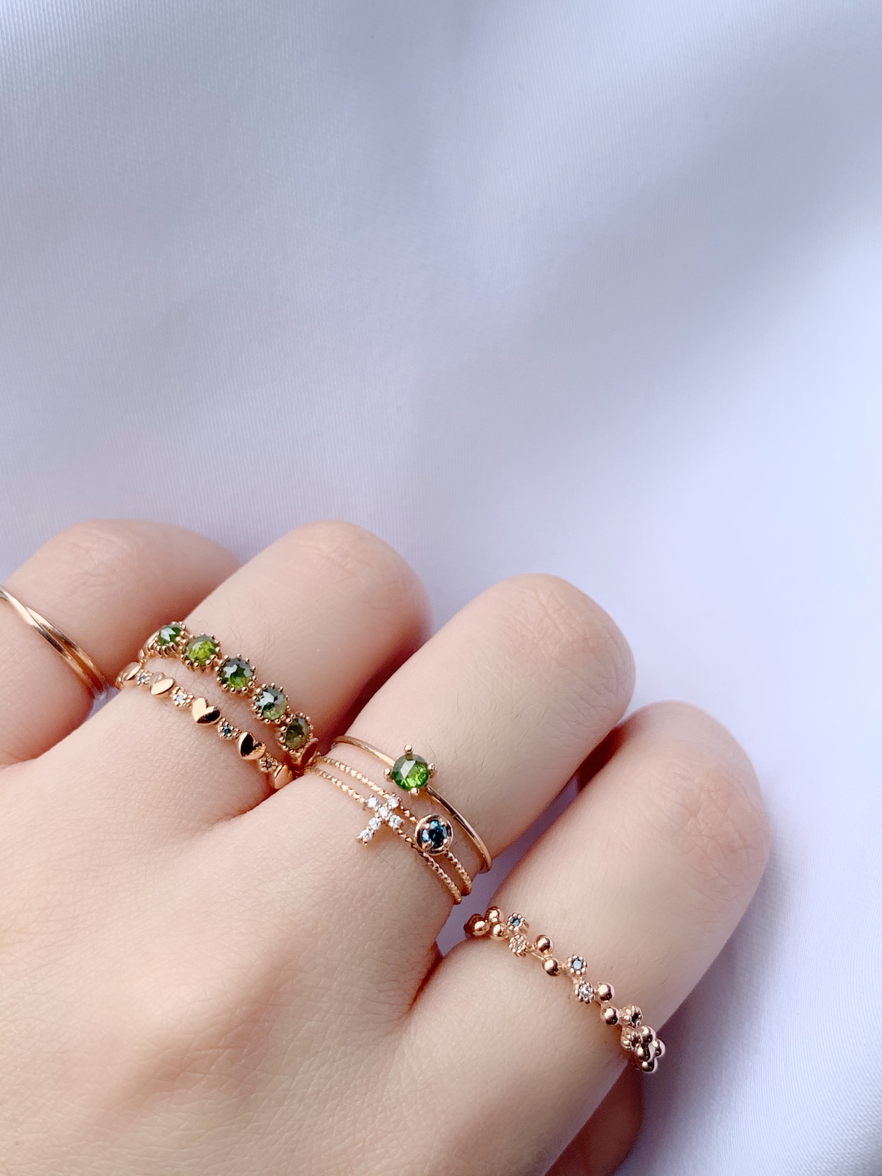 14k 十字架真鑽細戒指