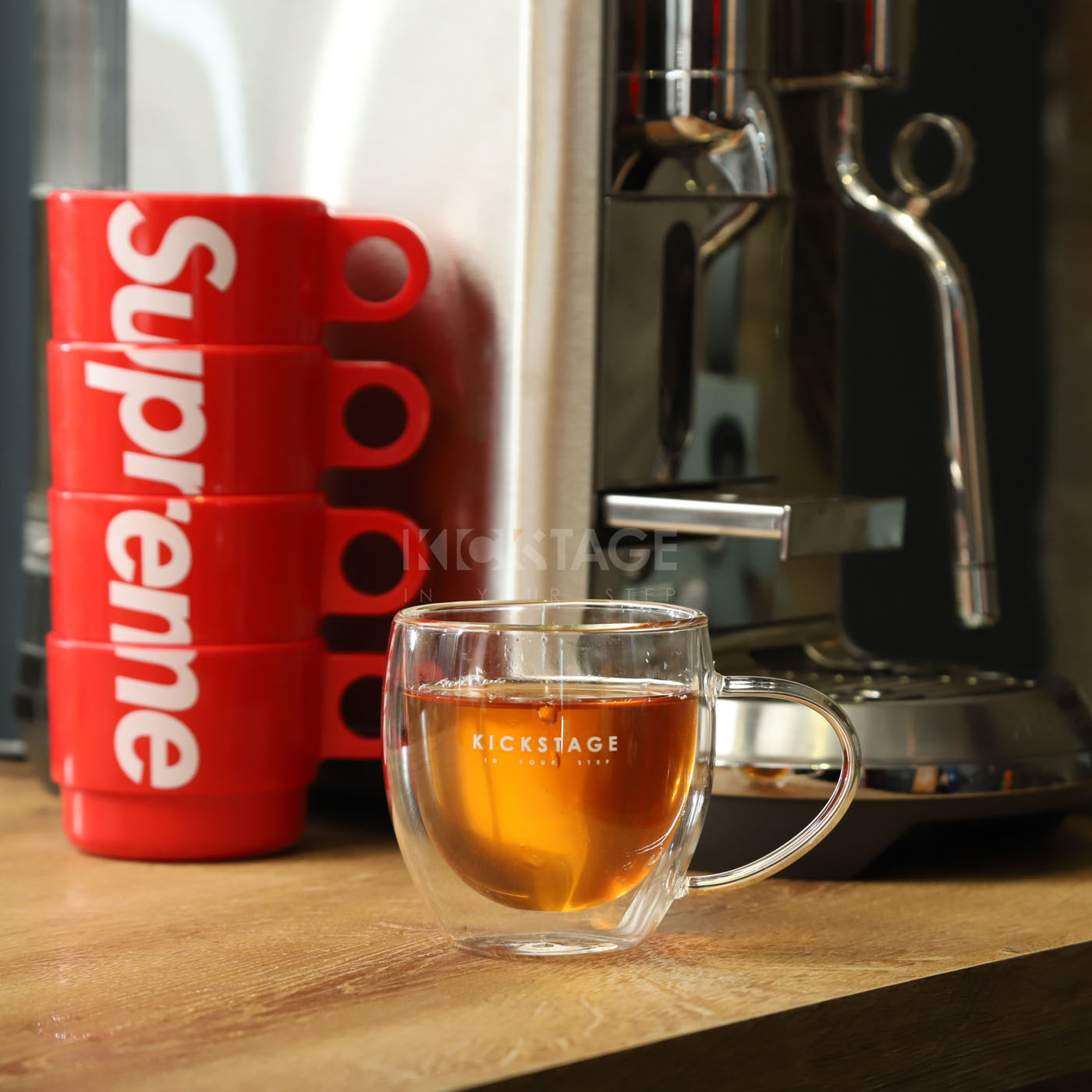 KICKSTAGE 雙層玻璃杯 咖啡 飲料 耐熱防燙 防水珠 250ML【KS48】