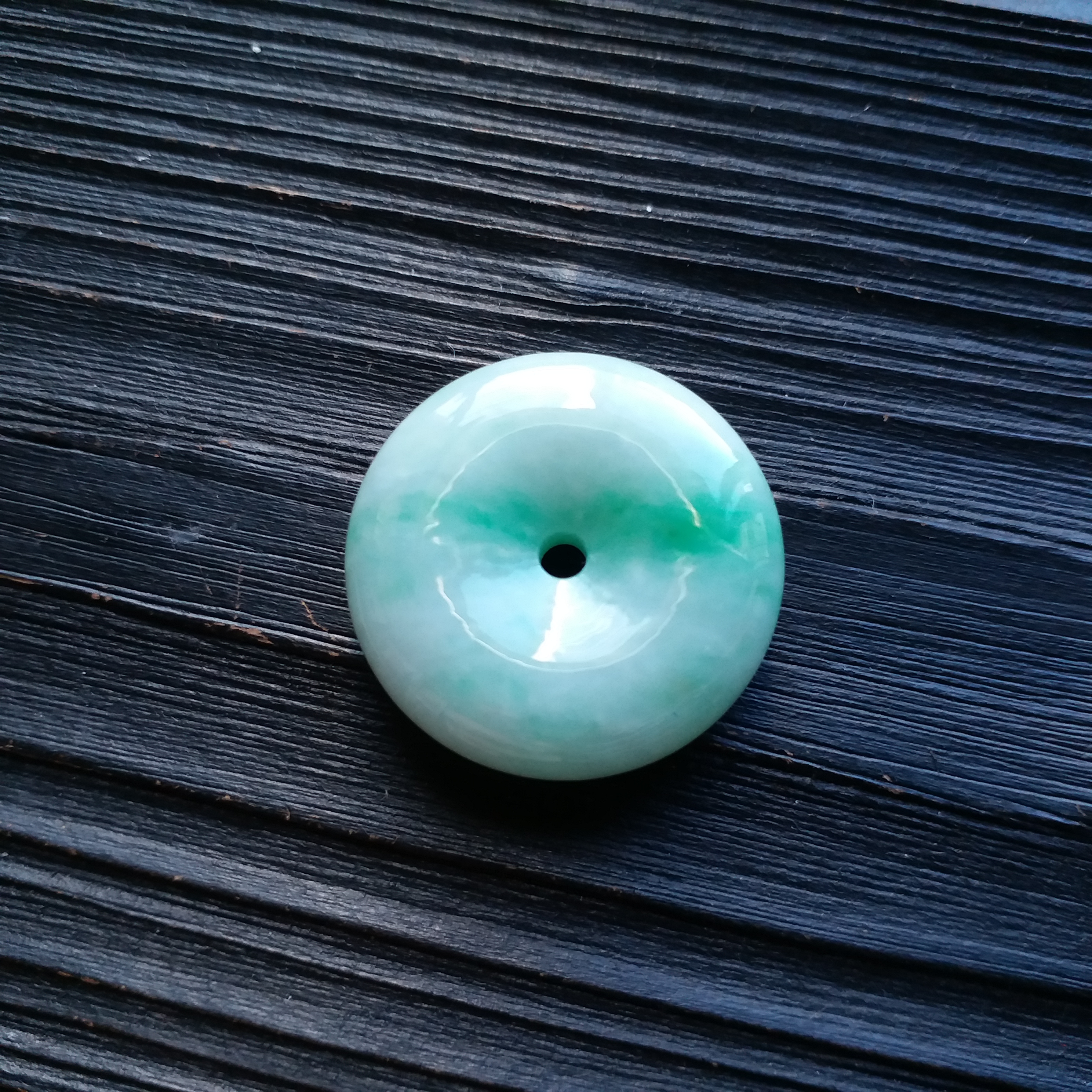 J1656 冰飄綠花平安扣 (26mm直徑)