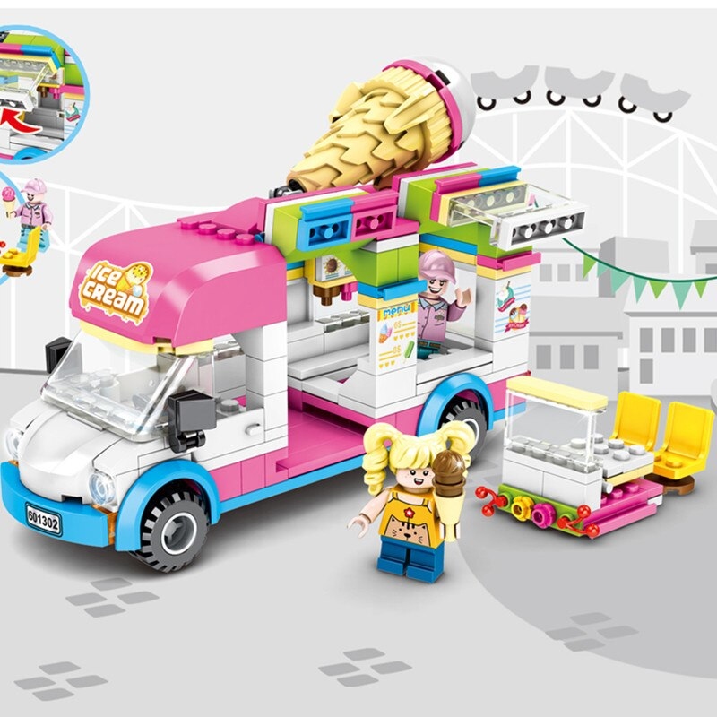 Ice Cream Car Building Bricks Set Minifigures Minifig NO BOX SB601302