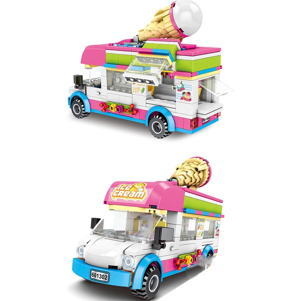 Ice Cream Car Building Bricks Set Minifigures Minifig NO BOX SB601302