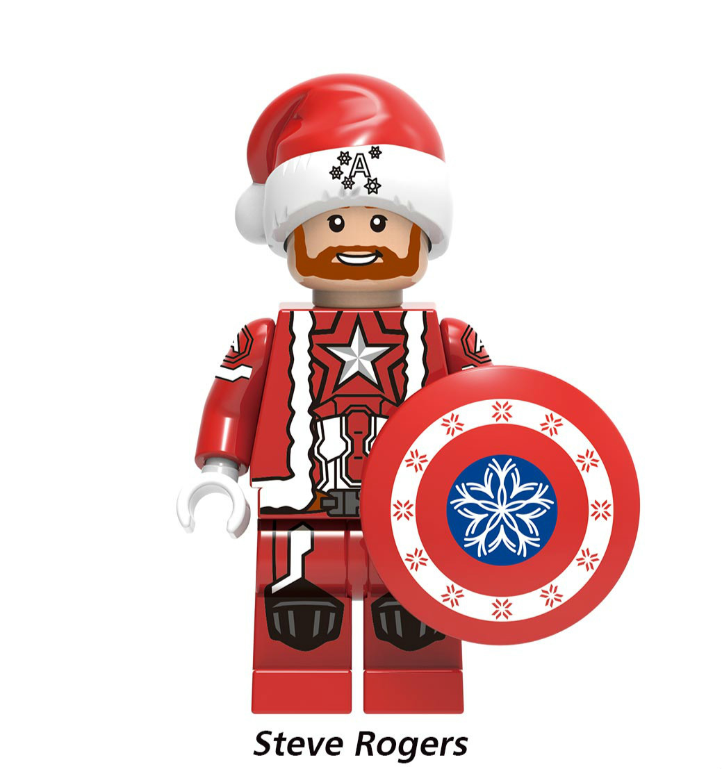 Christmas Captain America Custom Marvel DC SuperHeroes Minifigures Minifigs Fit Lego X1406