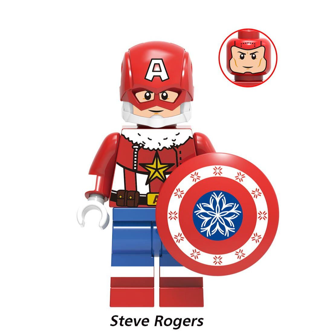 Christmas Captain America Custom Marvel DC SuperHeroes Minifigures Minifigs Fit Lego X1407