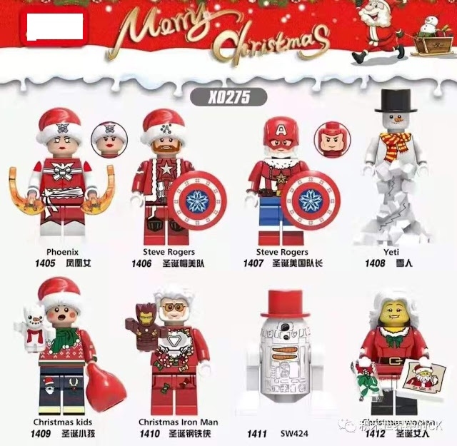 8PCS\Lot Phoenix, Iron Man, Snowman, and Other Christmas Minifigures Minifigs Fit Lego X0275