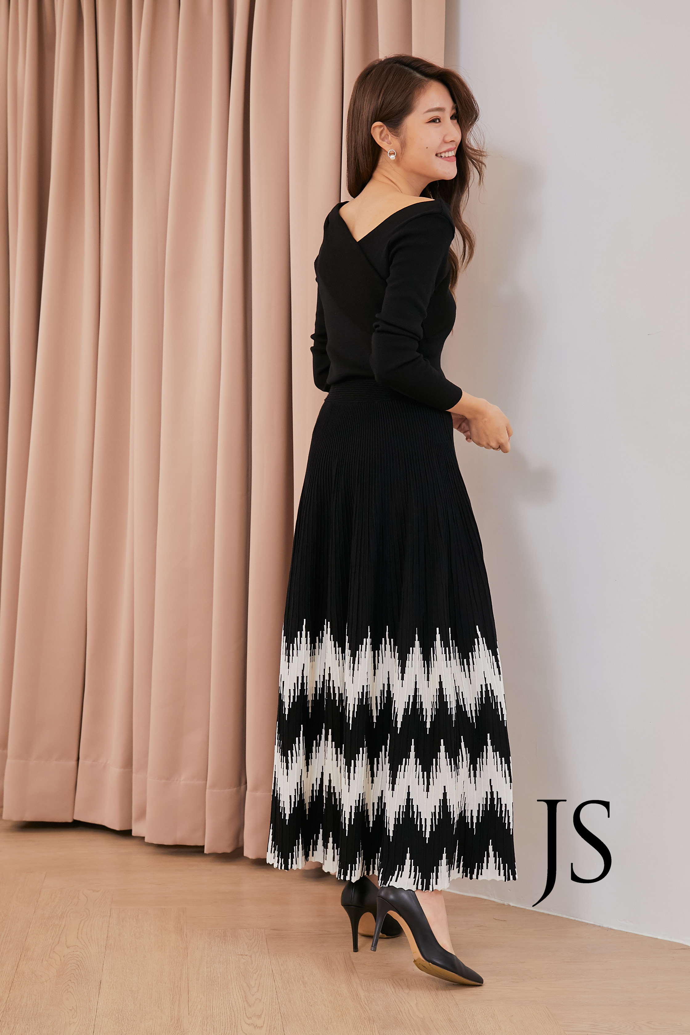 針織波紋長裙