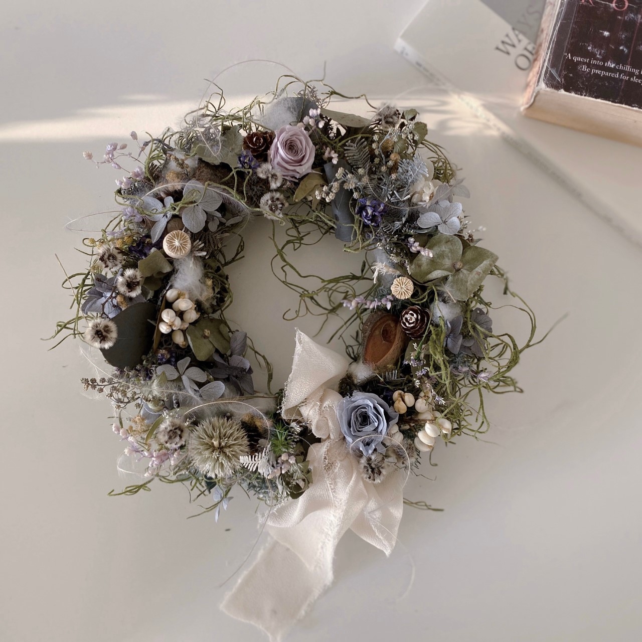 聖誕花圈-輕藍色