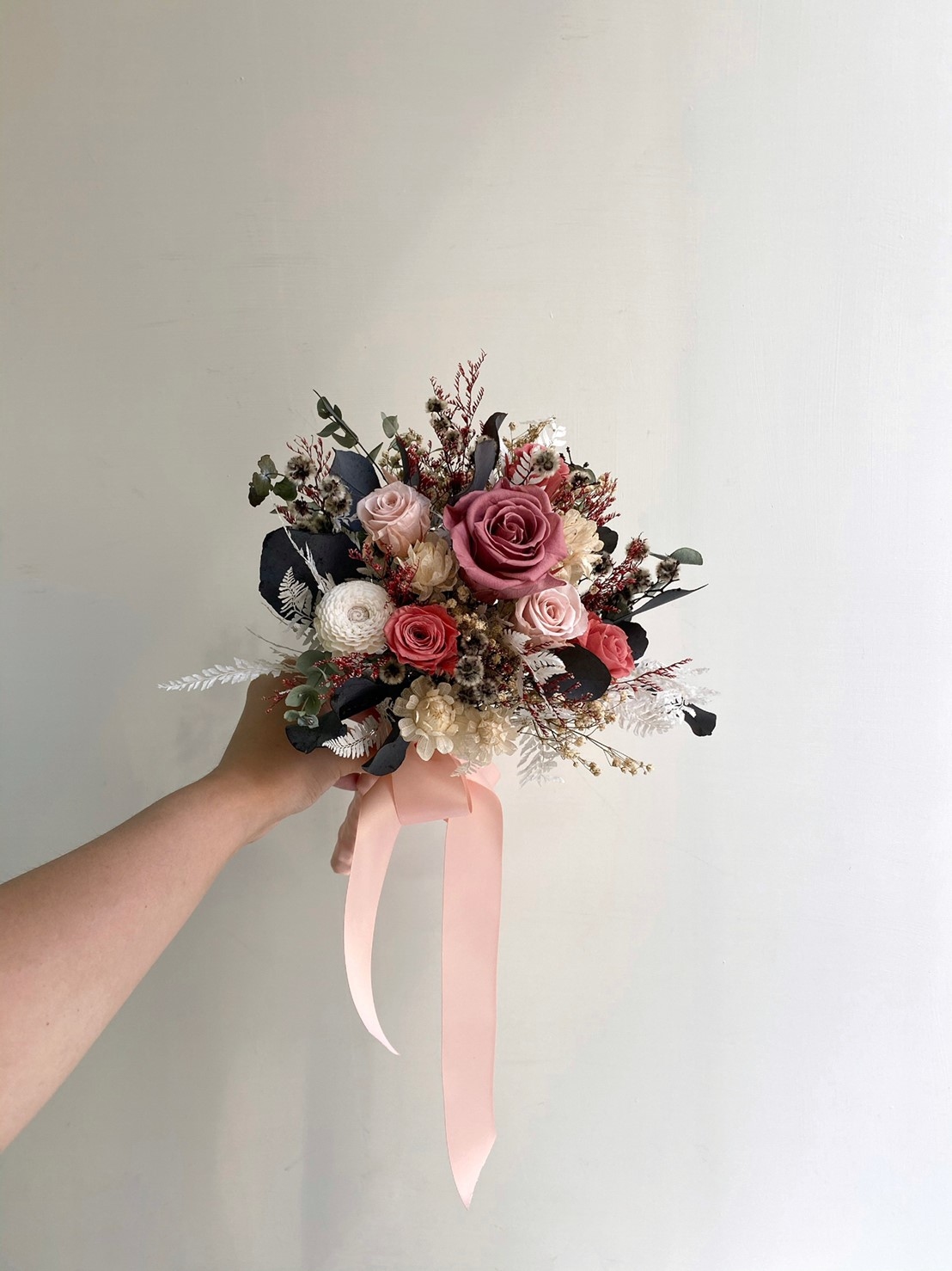 伴娘永生捧花-煙燻粉