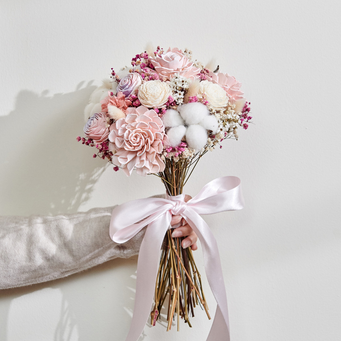 ｜新娘捧花 婚紗捧花 乾燥花 不凋花 夢幻氛圍 粉紫色系｜圓形｜