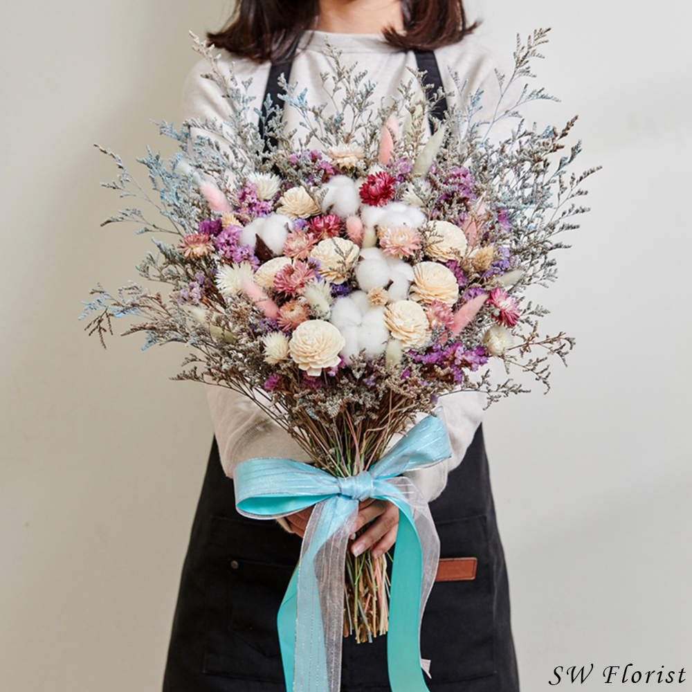 ｜新娘捧花 婚紗捧花 乾燥花 經典款 鄉村風｜放射形 人氣款式