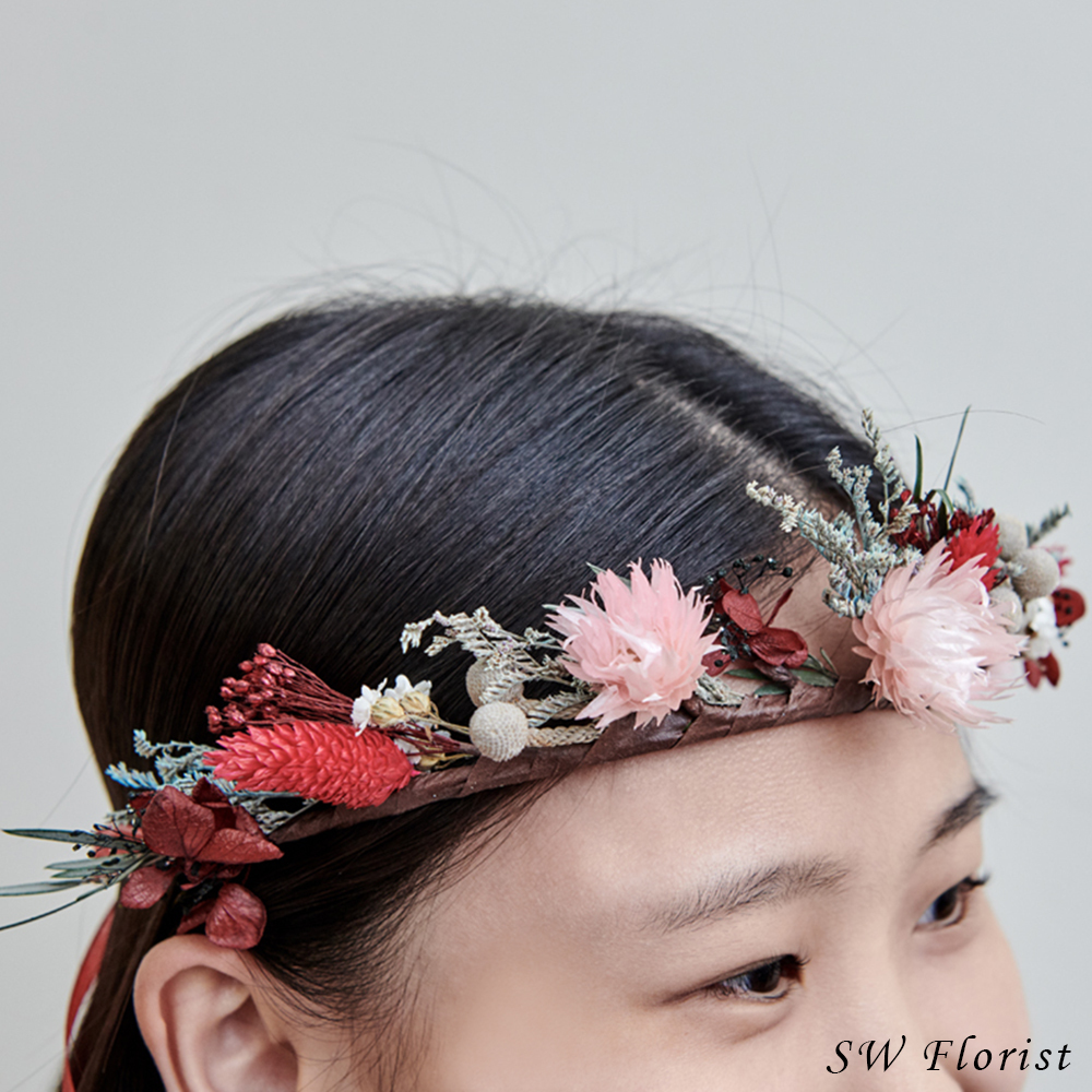 ｜乾燥花頭冠花 新娘頭冠花 不凋花 夢幻少女 熱情紅｜婚禮周邊 新娘配件｜