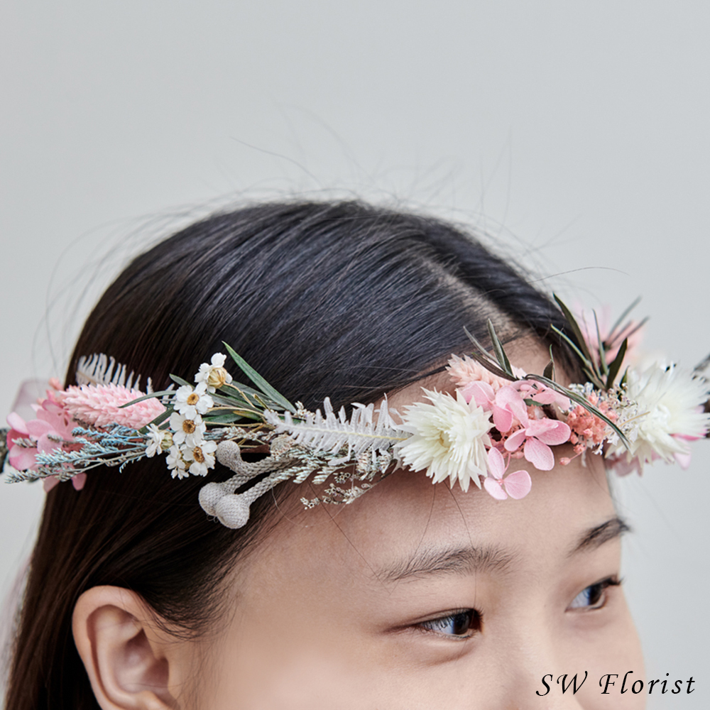 ｜乾燥花頭冠花 新娘頭冠花 不凋花 夢幻少女 甜蜜粉｜婚禮周邊 新娘配件｜