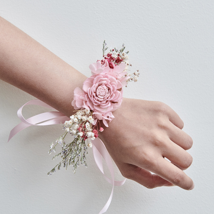 ｜乾燥花手腕花 新娘手腕花 不凋花 夢幻少女 甜蜜粉｜婚禮周邊 新娘配件｜