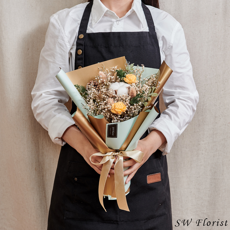 ｜聖誕節禮物 乾燥花束 聖誕風 清新綠 中型花束｜