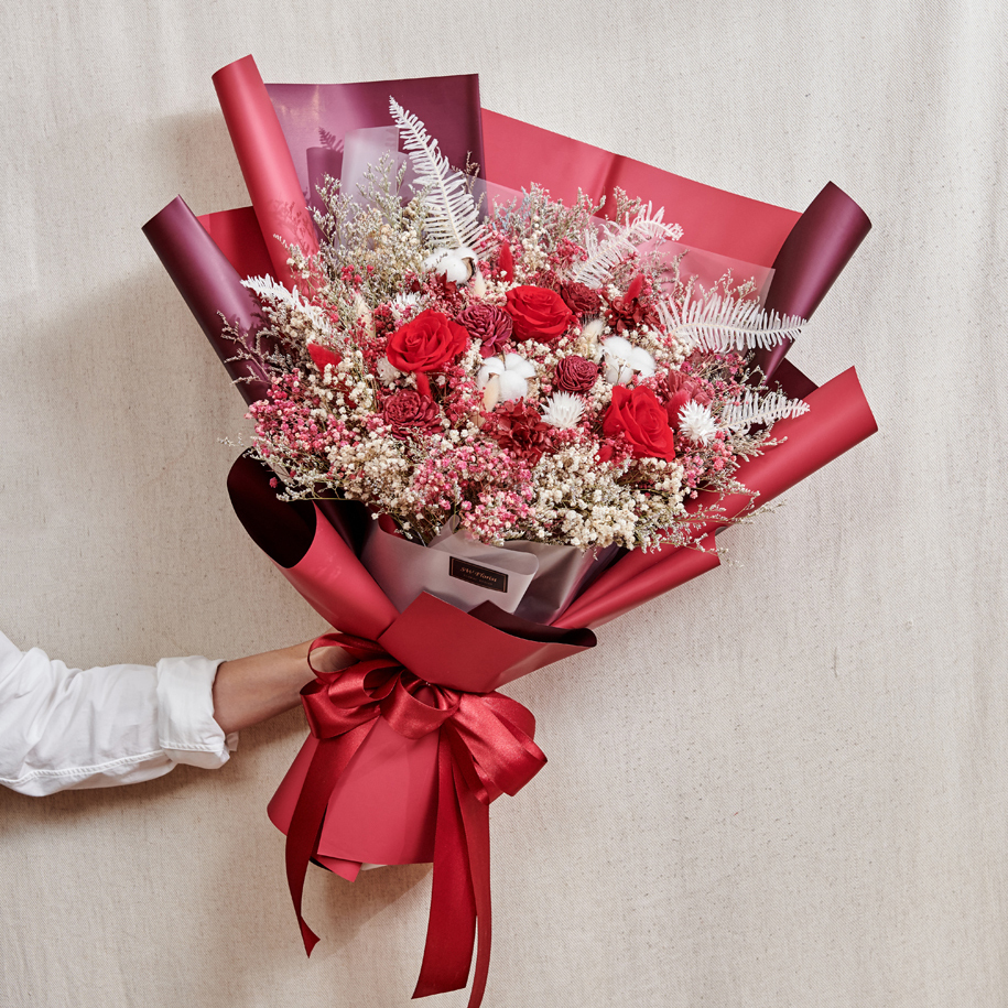 |經典浪漫紅-永生花束-玫瑰花束-情人節禮物-求婚花束-特大|