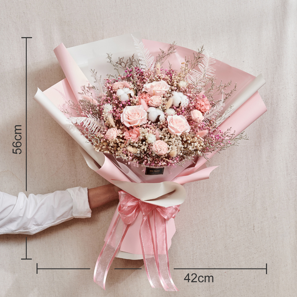 小薇花藝sw Florist 經典浪漫粉 永生花束 玫瑰花束 情人節禮物 求婚花束 特大 網路花店 代客送花