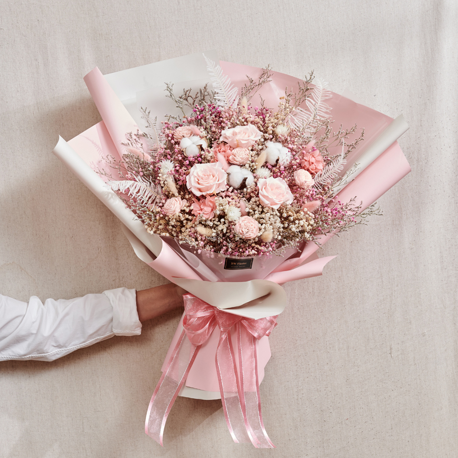 |經典浪漫粉-永生花束-玫瑰花束-情人節禮物-求婚花束-特大|