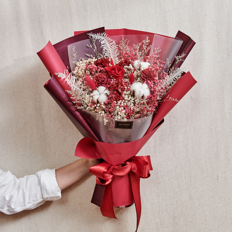 ｜經典浪漫紅乾燥花束 不凋花 畢業花束 情人節禮物 求婚花束 大型花束｜