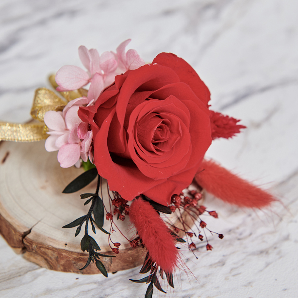 ｜不凋花胸花 乾燥花 喜氣紅 婚禮胸花｜主婚人胸花 婚禮周邊｜