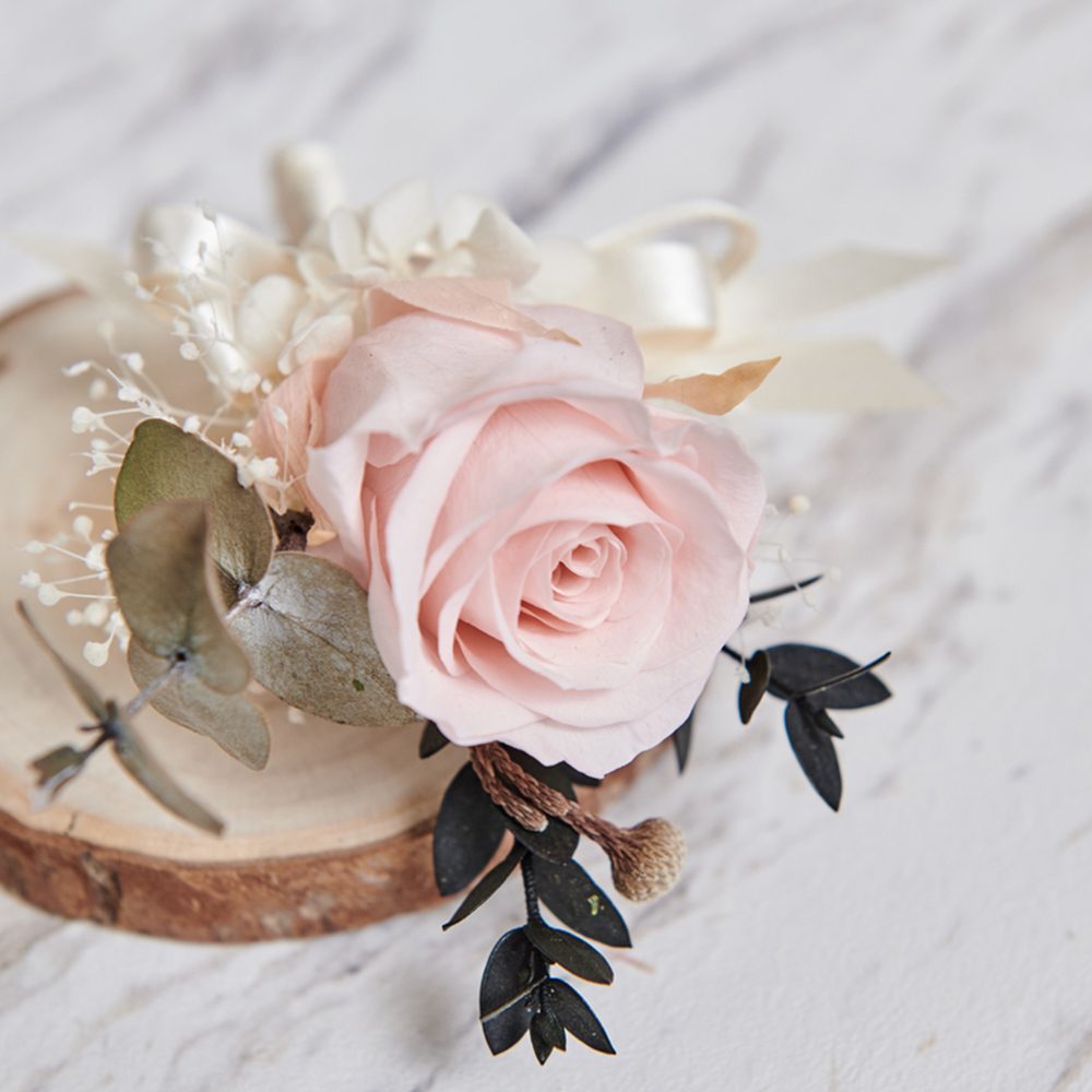 ｜不凋花胸花 乾燥花 甜美粉 婚禮胸花｜主婚人胸花 婚禮周邊｜