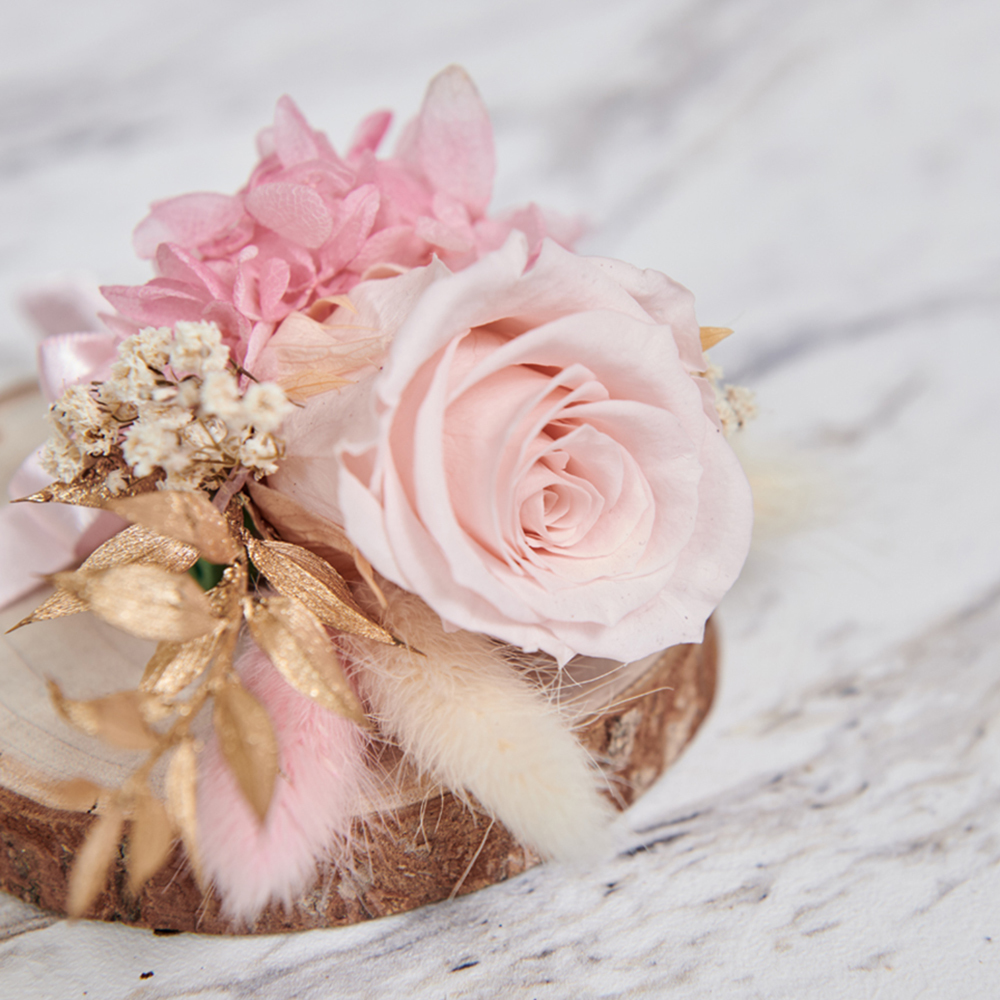 ｜不凋花胸花 乾燥花 淡雅粉 婚禮胸花｜主婚人胸花 婚禮周邊｜