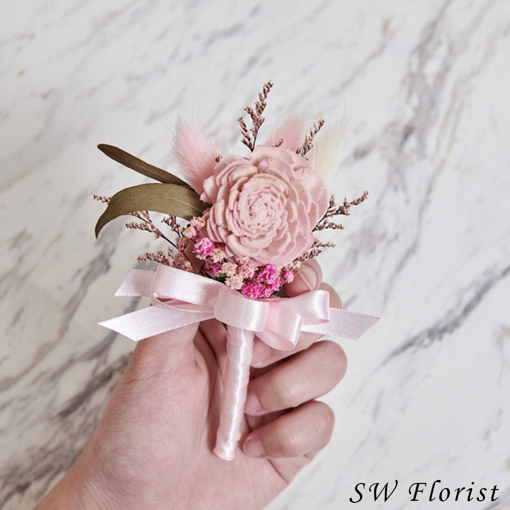 ｜乾燥花胸花 婚禮胸花 粉色系｜婚禮周邊｜