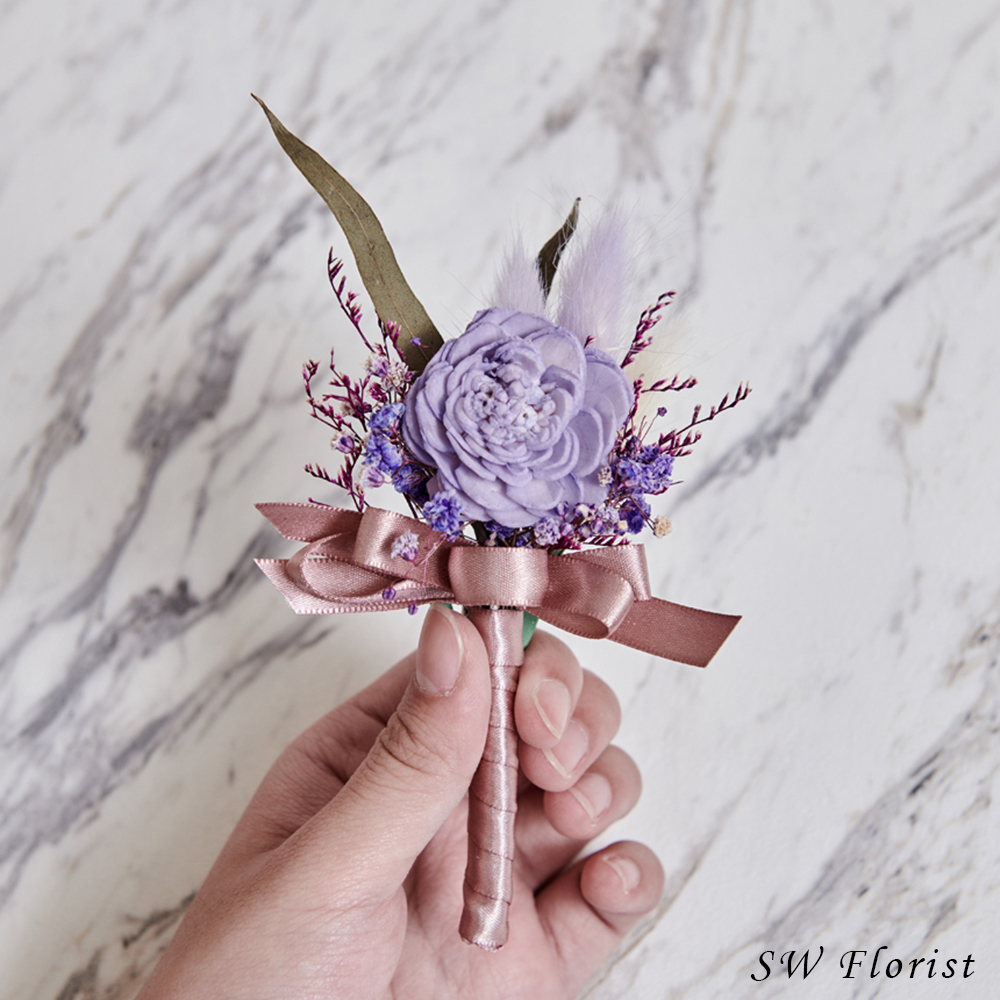 ｜乾燥花胸花 婚禮胸花 紫色系｜婚禮周邊｜