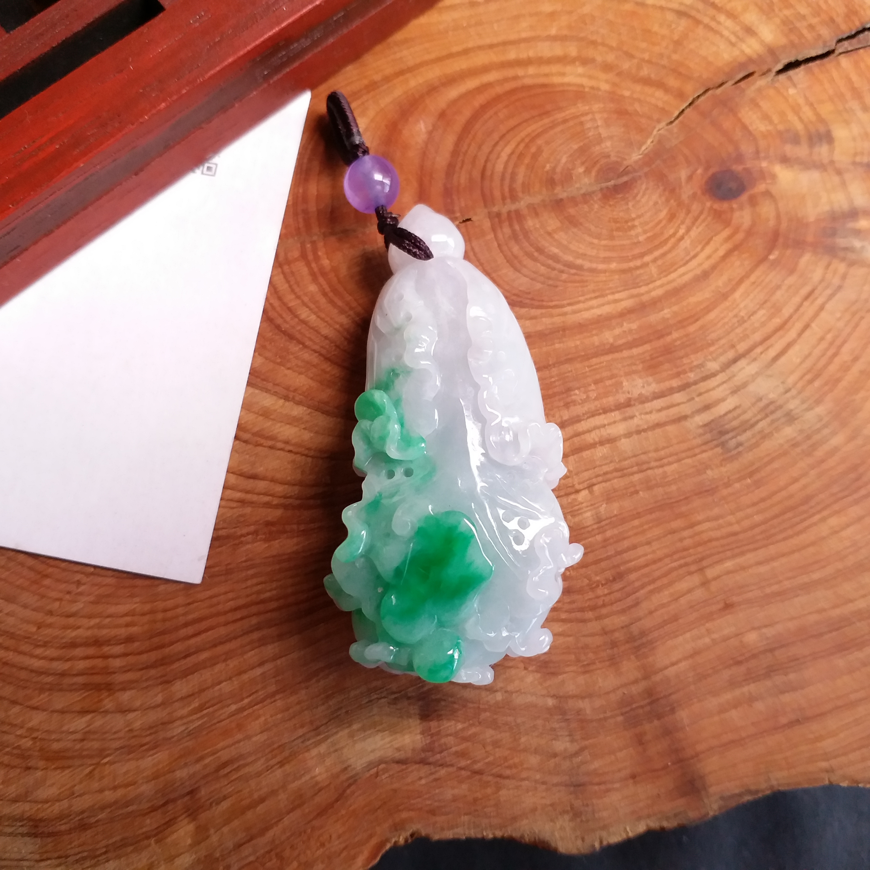 J1536 冰糯飄陽綠百財吊墜