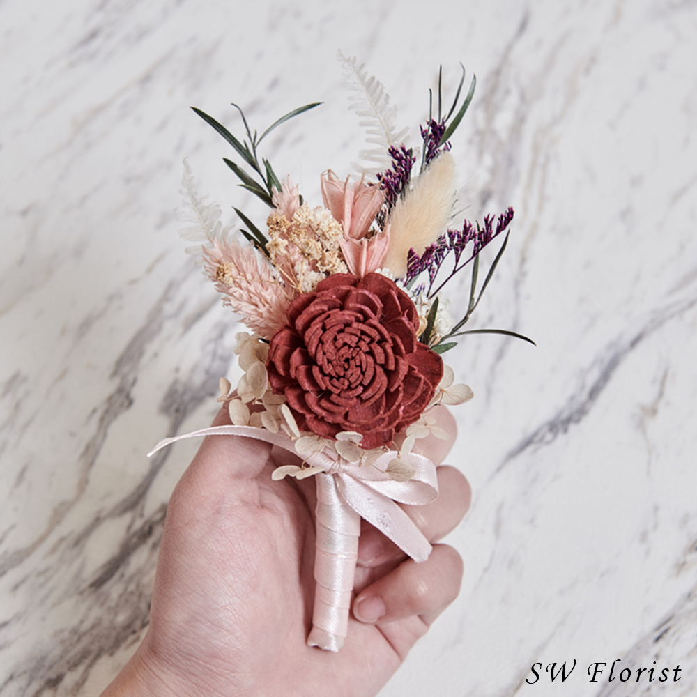 ｜乾燥花胸花 婚禮胸花 不凋花 唯美紅｜ 婚禮周邊｜