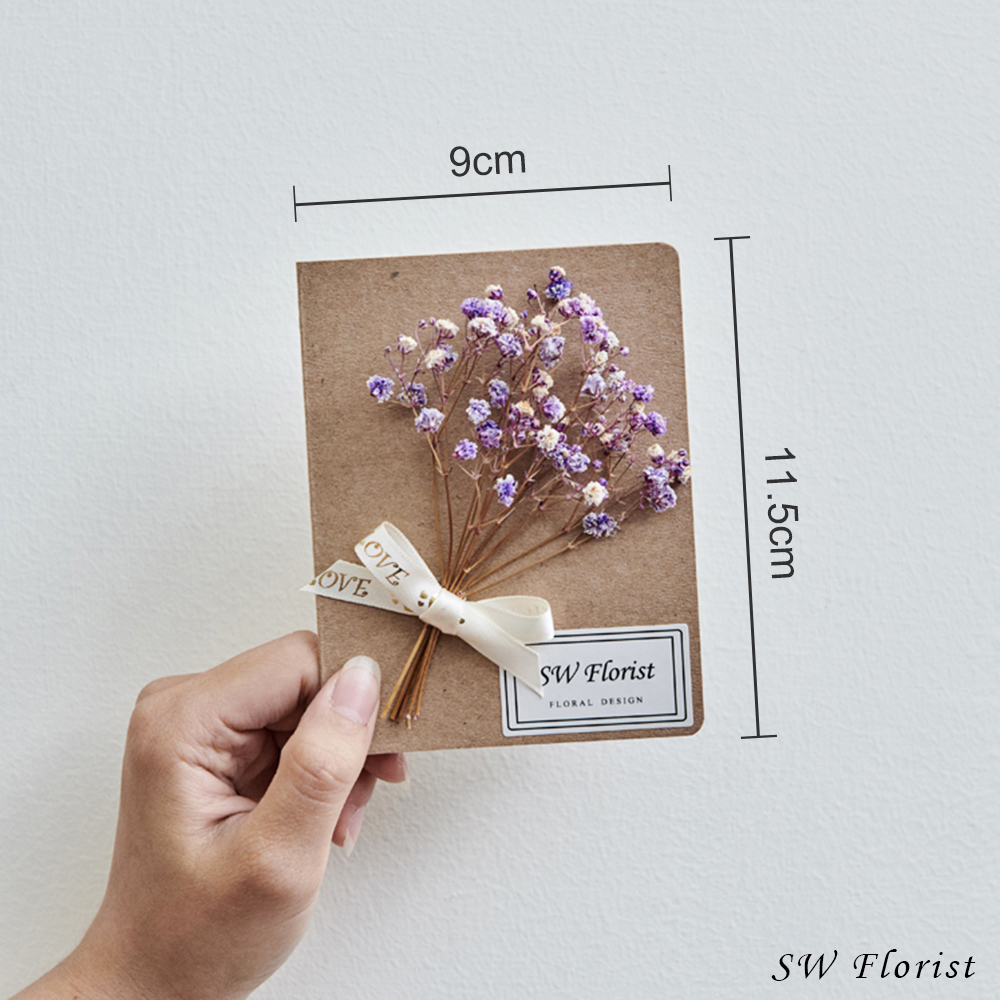 ｜手作乾燥花卡片 滿天星 甜美風 紫色款 文創小物｜