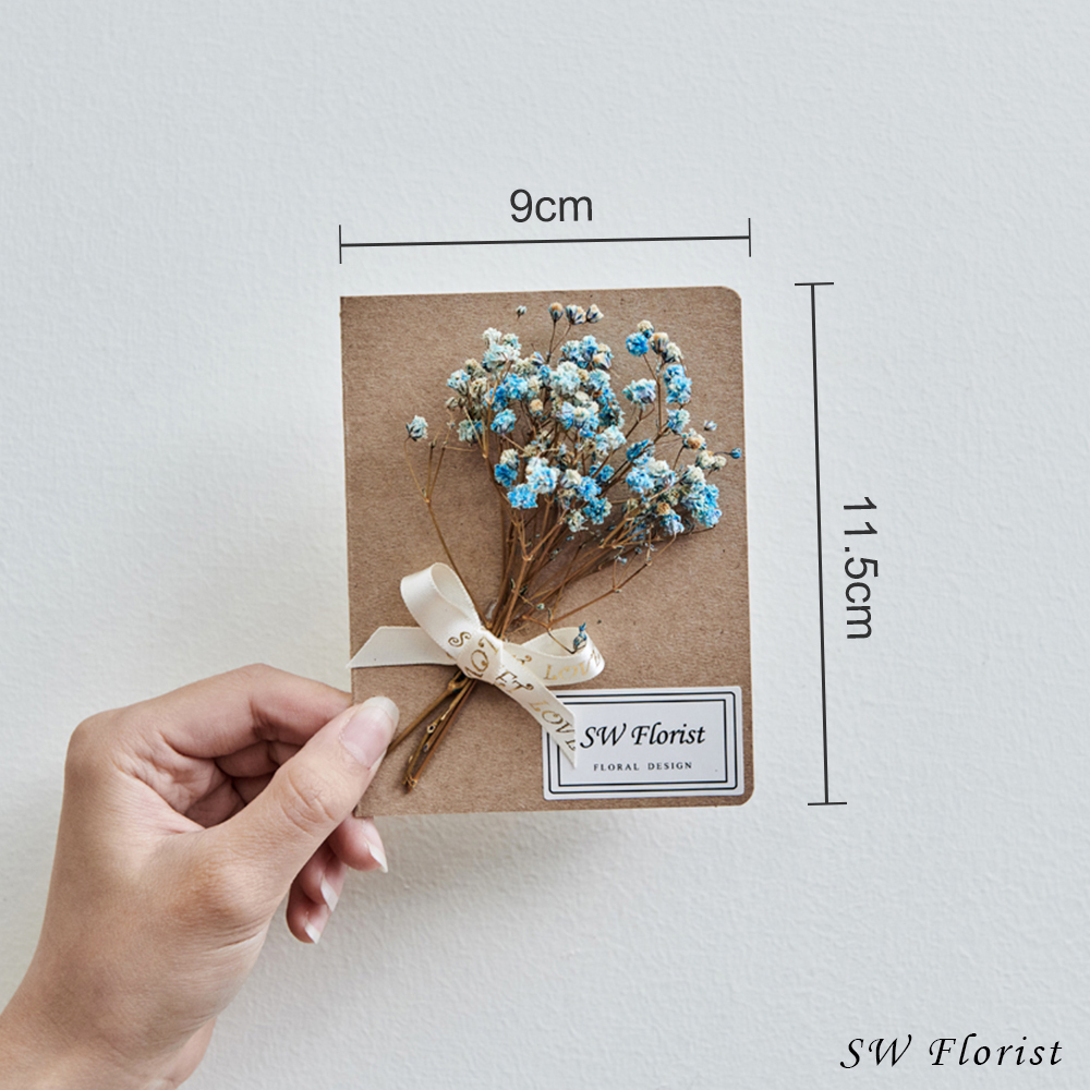 ｜手作乾燥花卡片 滿天星 甜美風 藍色款 文創小物｜