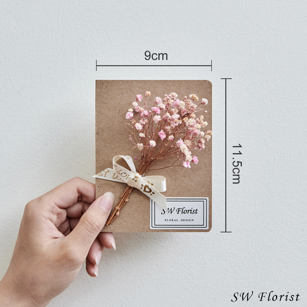 ｜手作乾燥花卡片 滿天星 甜美風 粉色款 文創小物｜